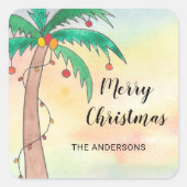 Gepersonaliseerde palmboom Vrolijk kerstfeest Vierkante Sticker (Voorkant)