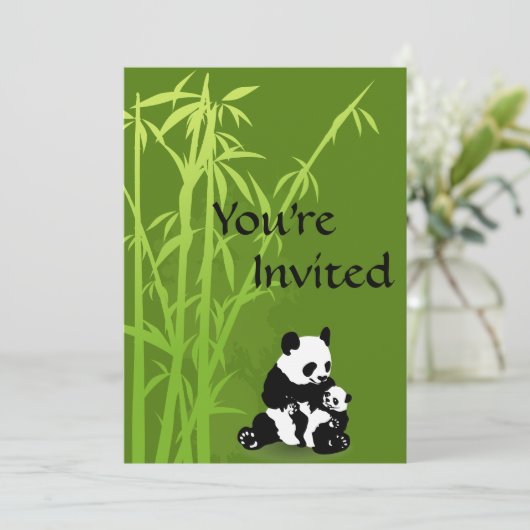 Gepersonaliseerde Panda Beer, Bamboe Baby shower U Kaart (Staand voorkant)