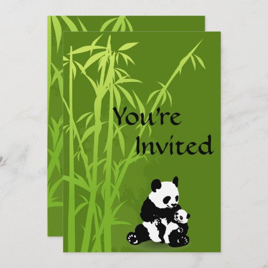Gepersonaliseerde Panda Beer, Bamboe Baby shower U Kaart (Voorkant / Achterkant)
