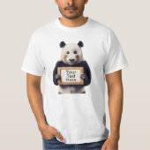Gepersonaliseerde Panda Beer Holding Sign T-shirt (Voorkant)