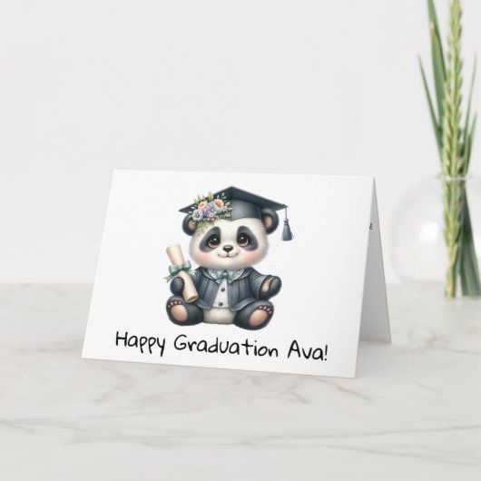 Gepersonaliseerde Panda Beer Kindergarten Afstuder Kaart (Voorkant)
