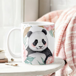 Gepersonaliseerde Panda met Bloemen Lijst Koffiemok
