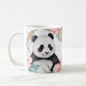 Gepersonaliseerde Panda met Bloemen Lijst Koffiemok (Links)