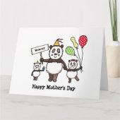 Gepersonaliseerde Panda Party Moederdag Kaart (Voorkant)
