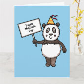 Gepersonaliseerde Panda Party Moederdag Kaart (Gele Bloem)