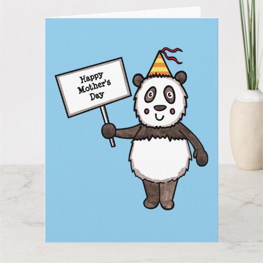 Gepersonaliseerde Panda Party Moederdag Kaart (Voorkant)