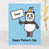 Gepersonaliseerde Panda Party Vaderdag Kaart (Gele Bloem)