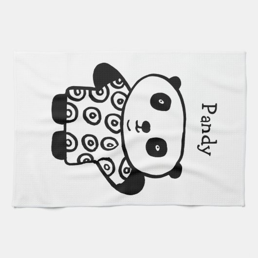 Gepersonaliseerde Pandy de Panda Theedoek (Horizontaal)