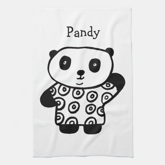 Gepersonaliseerde Pandy de Panda Theedoek (Verticaal)
