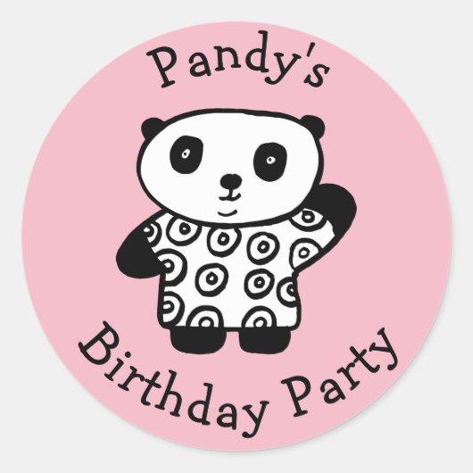 Gepersonaliseerde Pandy de Panda Verjaardagsfeest Ronde Sticker (Voorkant)