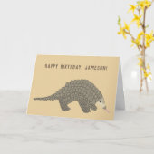 Gepersonaliseerde Pangolin Verjaardag Kaart (Gele Bloem)