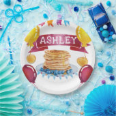 Gepersonaliseerde pannenkoek en pyjama verjaardag papieren bordje (Feest)