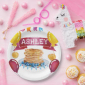 Gepersonaliseerde pannenkoek en pyjama verjaardag papieren bordje (Feest)