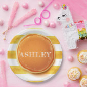 Gepersonaliseerde pannenkoek en pyjama verjaardag papieren bordje (Feest)