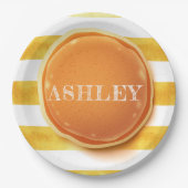 Gepersonaliseerde pannenkoek en pyjama verjaardag papieren bordje (Voorkant)