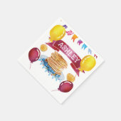 Gepersonaliseerde pannenkoek en pyjama verjaardag servet (Hoek)