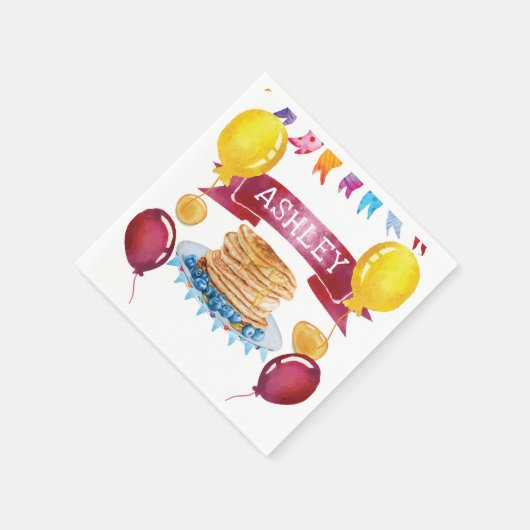 Gepersonaliseerde pannenkoek en pyjama verjaardag servet (Hoek)