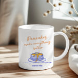 Gepersonaliseerde pannenkoekenliefhebbers Mug Fun  Koffiemok<br><div class="desc">Begin uw dag met een glimlach met deze gepersonaliseerde mok met een pannenkoekenthema, ideaal voor ontbijtliefhebbers en brunchliefhebbers. Met een charmante handgetekende stapel pannenkoeken die druipen van siroop en gepaard gaan met warm sinaasappel en levendige blauwtinten, is dit ontwerp zowel speels als stijlvol. Ideaal voor koffie, thee of warme chocolademelk,...</div>