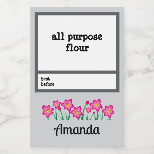 Gepersonaliseerde Pantry Essential Jar Voedselcontainer Etiket (Enkel label)