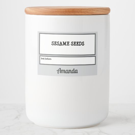 Gepersonaliseerde Pantry Essential Jar Voedselcontainer Etiket (Voorkant)