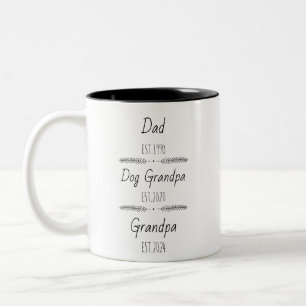 Gepersonaliseerde Pap Hond Opa Est Custom Jaar Tweekleurige Koffiemok