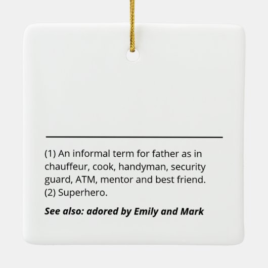 Gepersonaliseerde papa definitie modern eenvoudig  keramisch ornament (Achterkant)