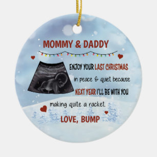 Gepersonaliseerde papa en mama genieten van je laa keramisch ornament