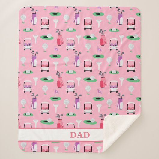 Gepersonaliseerde Papa Golfer Golfcart Golfsport Sherpa Deken (Voorkant)