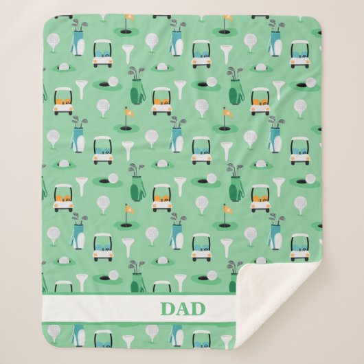 Gepersonaliseerde Papa Golfer Golfcart Golfsport Sherpa Deken (Voorkant)