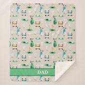 Gepersonaliseerde Papa Golfer Golfcart Golfsport Sherpa Deken (Voorkant)