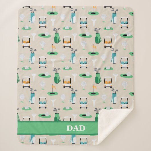 Gepersonaliseerde Papa Golfer Golfcart Golfsport Sherpa Deken (Voorkant)