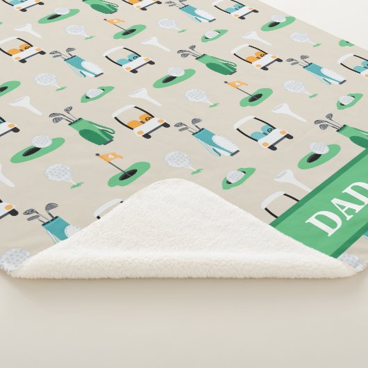 Gepersonaliseerde Papa Golfer Golfcart Golfsport Sherpa Deken (3/4)