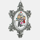 Gepersonaliseerde papa, mama, Baby Gir Snowflake O Tin Sneeuwvlok Ornament (Links)