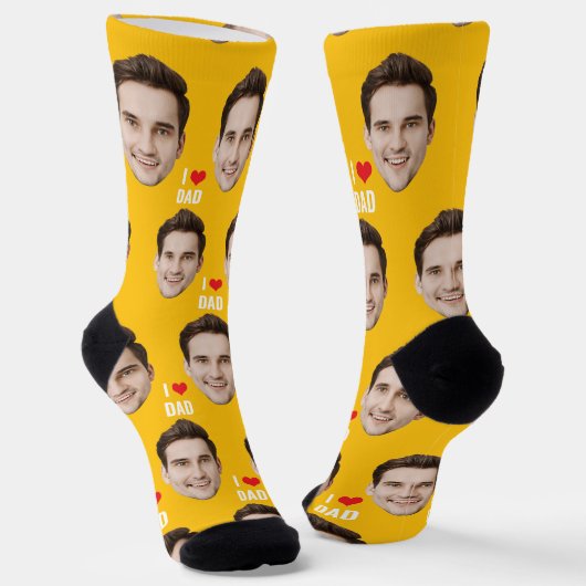 Gepersonaliseerde papa mama Sokken Custom Face Sok (Gebogen)