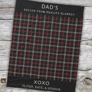 Gepersonaliseerde papa rood zwart geplakt grappig  fleece deken