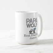Gepersonaliseerde Papa Wolf Natuur Silhouet Koffiemok (Voorkant rechts)