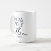 Gepersonaliseerde Papa Wolf Natuur Silhouet Koffiemok (Voorkant links)