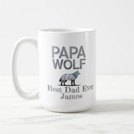 Gepersonaliseerde Papa Wolf Natuur Silhouet Koffiemok