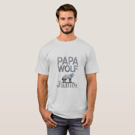 Gepersonaliseerde Papa Wolf Natuur Silhouet T-shirt
