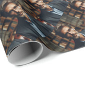 Gepersonaliseerde papa's foto Elegant Patroon Vade Cadeaupapier (Rol Hoek)