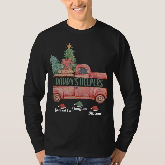 Gepersonaliseerde papa's Helpers Christmas Truck T-shirt (Voorkant)