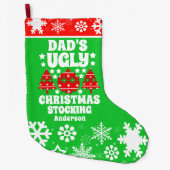 Gepersonaliseerde papa's lelijke kersttrui grote kerstsok (Voorkant)