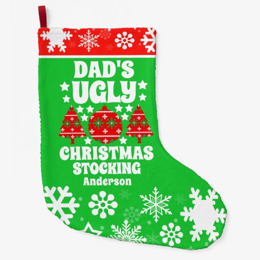 Gepersonaliseerde papa's lelijke kersttrui grote kerstsok (Voorkant)