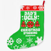 Gepersonaliseerde papa's lelijke kersttrui grote kerstsok (Achterkant)