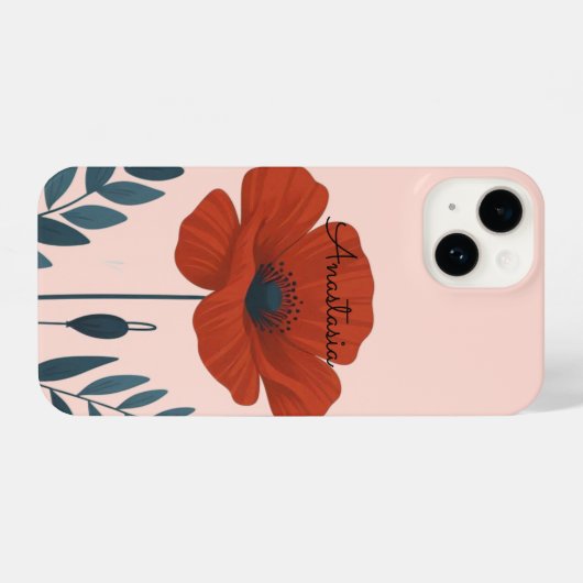 Gepersonaliseerde papaver bloementelefoon case iPhone hoesje (Achterkant horizontaal)