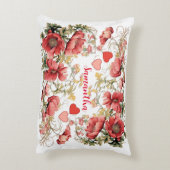 Gepersonaliseerde  papaver en harten accent kussen (Achterkant (Verticaal))