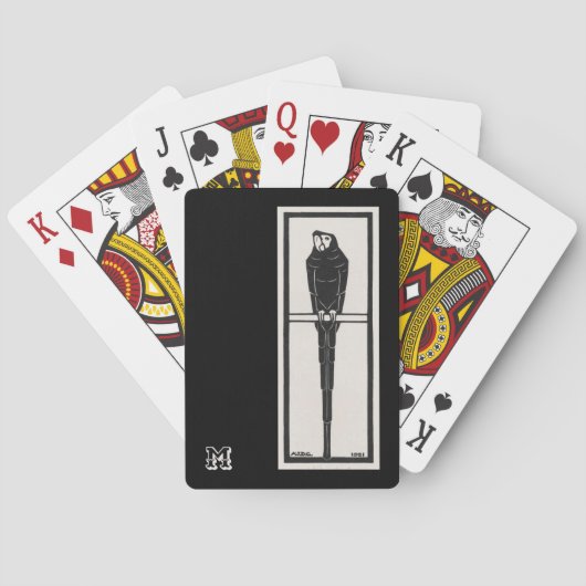 Gepersonaliseerde  papegaaizwart en wit pokerkaarten (Achterkant)