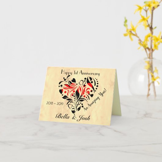 Gepersonaliseerde papieren bruiloft 1e Jubileum Kaart (Gele Bloem)