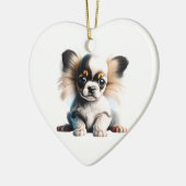 Gepersonaliseerde Papillon Puppy Keramisch Ornament (Links)