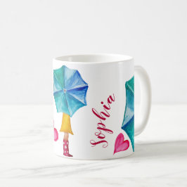 Gepersonaliseerde paraplu meisje Waterverf kunst Koffiemok